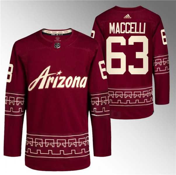 Men%27s Arizona Coyotes #63 Matias Maccelli Garnet Alternate Pro Jersey Dzhi->arizona coyotes->NHL Jersey